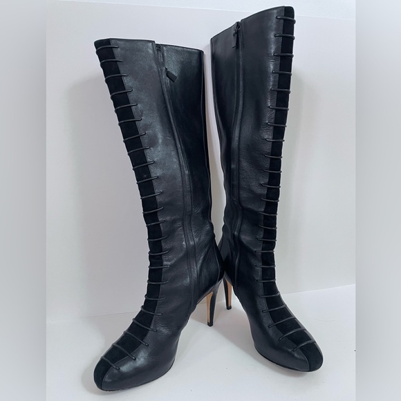 COLE HAAN NIKE AIR High Heel Leather Black Boots - Picture 4 of 9